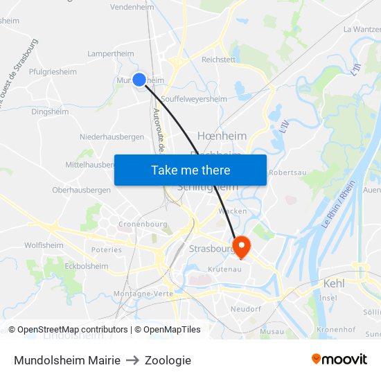 Mundolsheim Mairie to Zoologie map