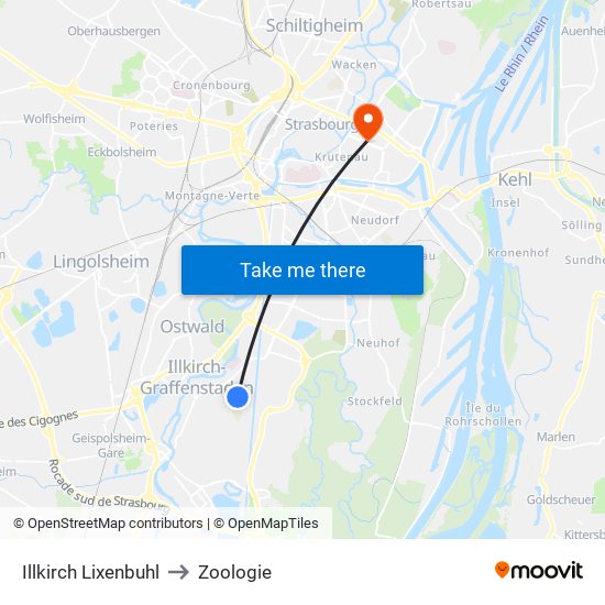 Illkirch Lixenbuhl to Zoologie map
