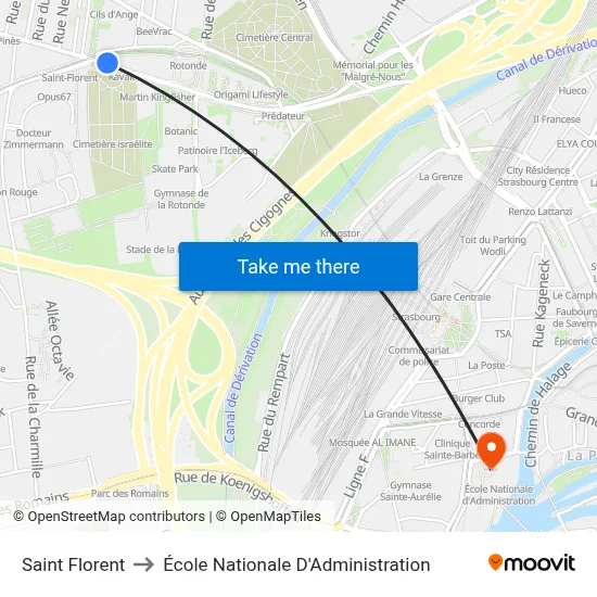 Saint Florent to École Nationale D'Administration map