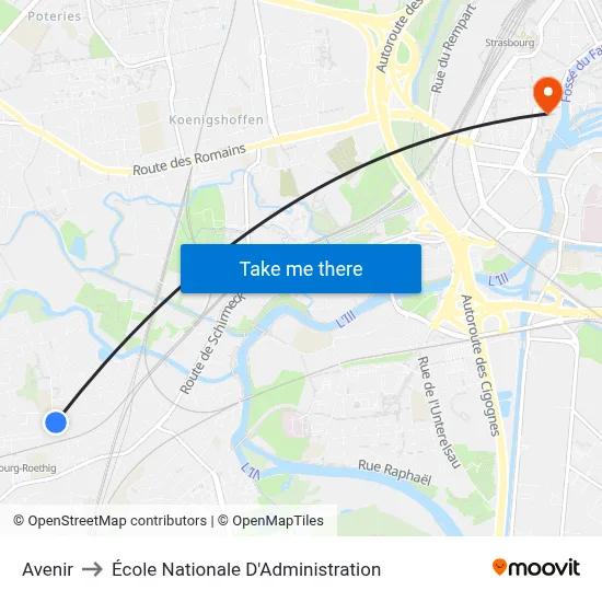Avenir to École Nationale D'Administration map