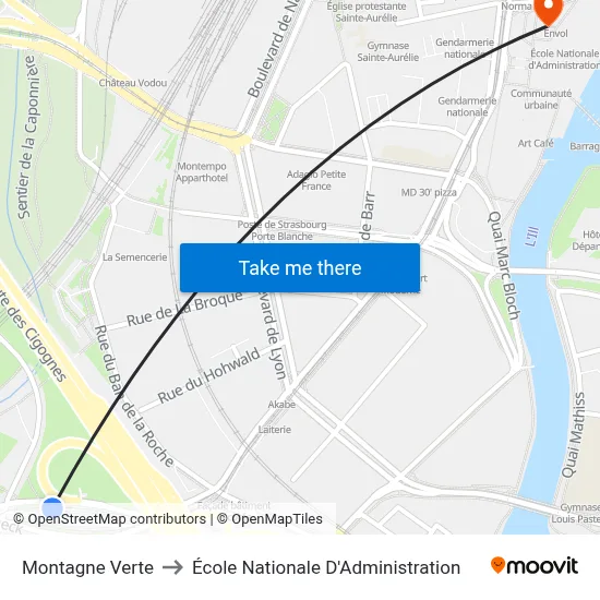 Montagne Verte to École Nationale D'Administration map