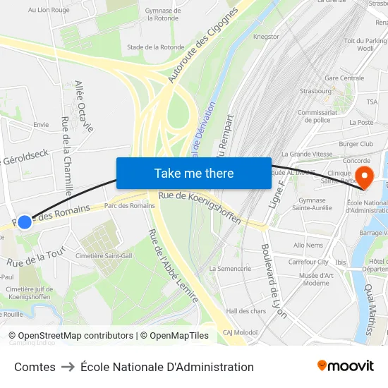 Comtes to École Nationale D'Administration map