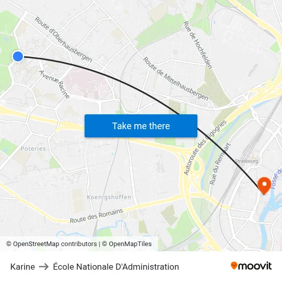 Karine to École Nationale D'Administration map