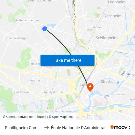 Schiltigheim Campus to École Nationale D'Administration map