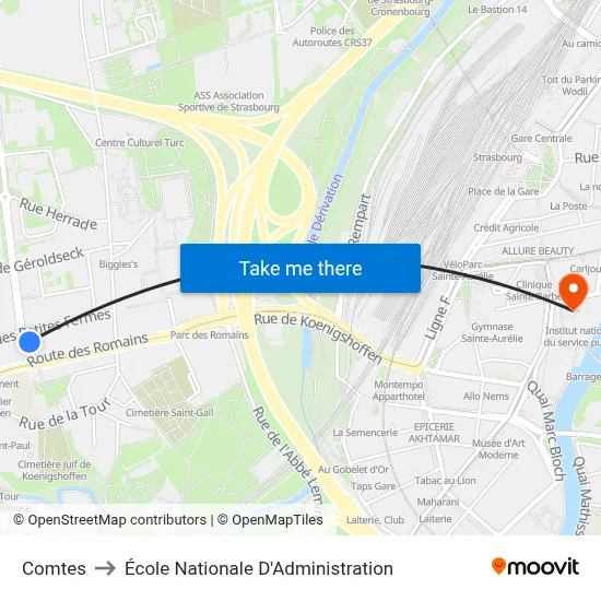 Comtes to École Nationale D'Administration map