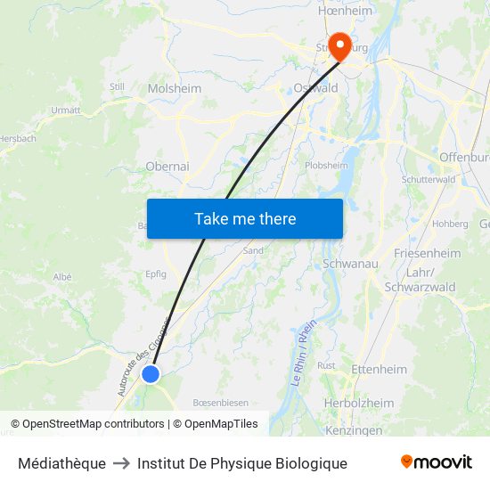 Médiathèque to Institut De Physique Biologique map