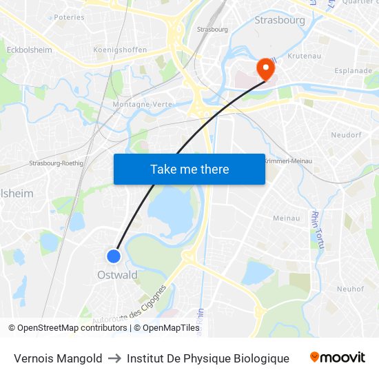 Vernois Mangold to Institut De Physique Biologique map