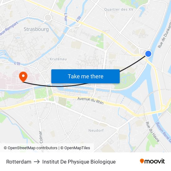 Rotterdam to Institut De Physique Biologique map
