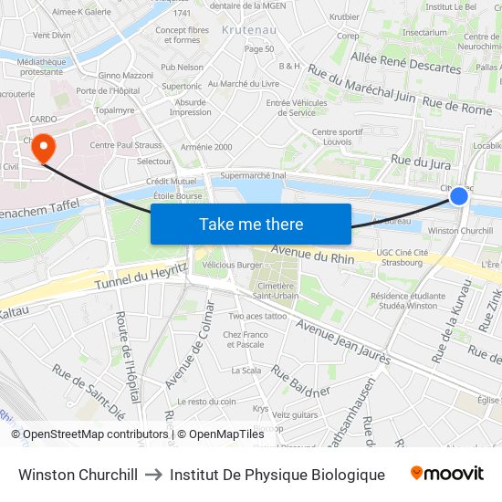 Winston Churchill to Institut De Physique Biologique map