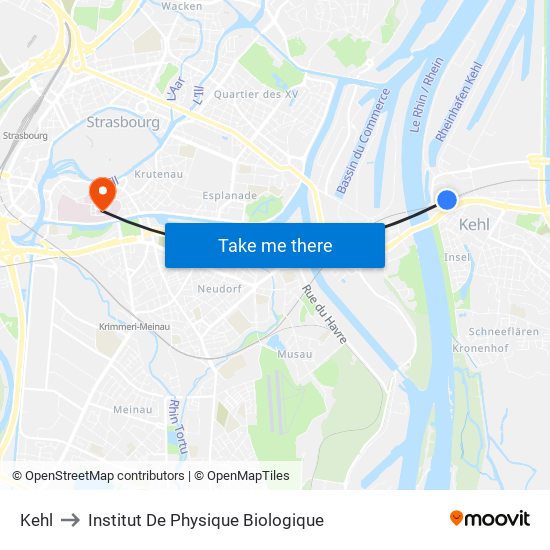 Kehl to Institut De Physique Biologique map