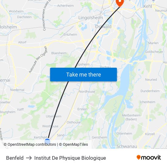 Benfeld to Institut De Physique Biologique map