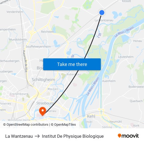 La Wantzenau to Institut De Physique Biologique map