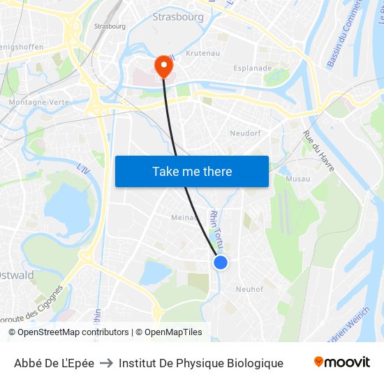 Abbé De L'Epée to Institut De Physique Biologique map