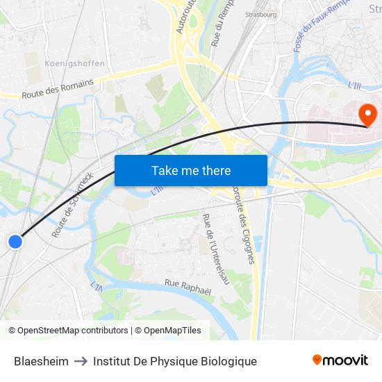 Blaesheim to Institut De Physique Biologique map