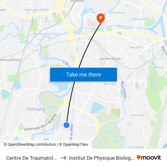 Centre De Traumatologie to Institut De Physique Biologique map