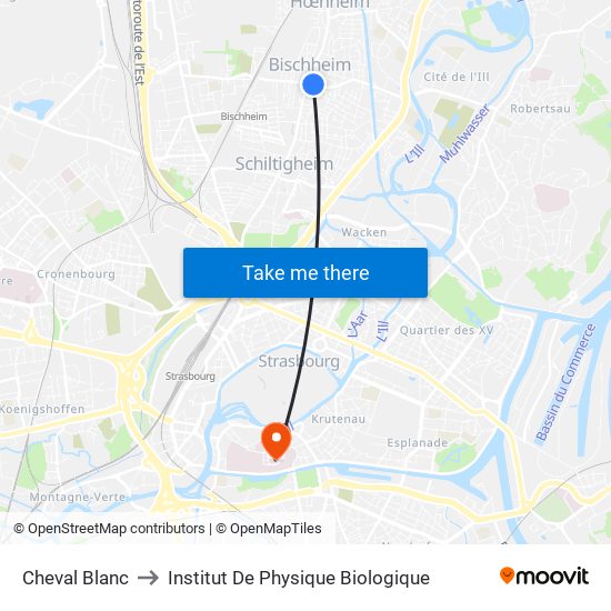 Cheval Blanc to Institut De Physique Biologique map