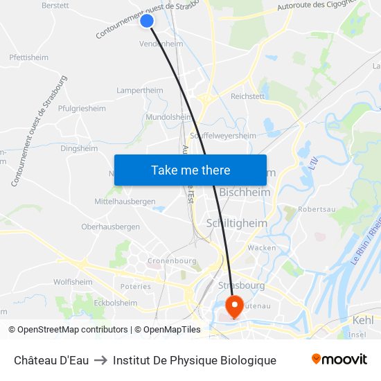 Château D'Eau to Institut De Physique Biologique map