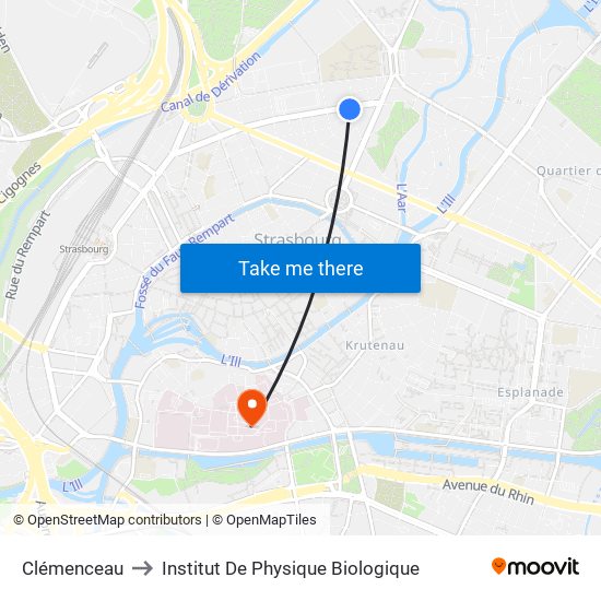 Clémenceau to Institut De Physique Biologique map