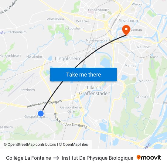 Collège La Fontaine to Institut De Physique Biologique map