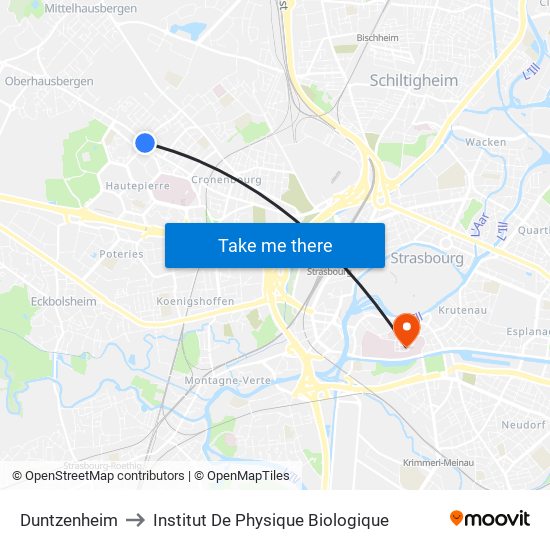 Duntzenheim to Institut De Physique Biologique map