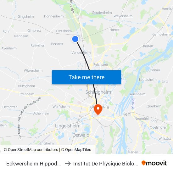 Eckwersheim Hippodrome to Institut De Physique Biologique map