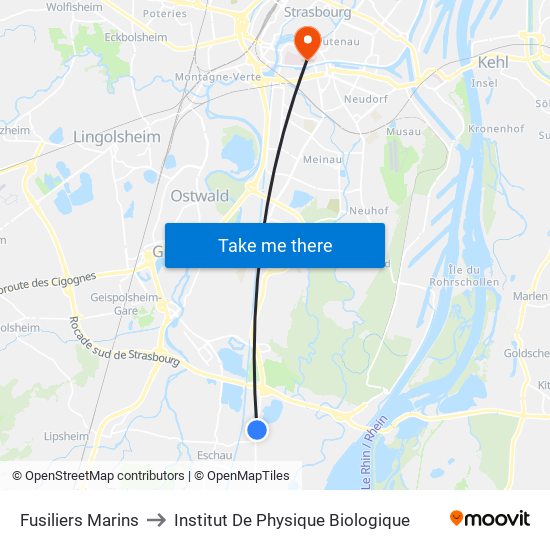 Fusiliers Marins to Institut De Physique Biologique map