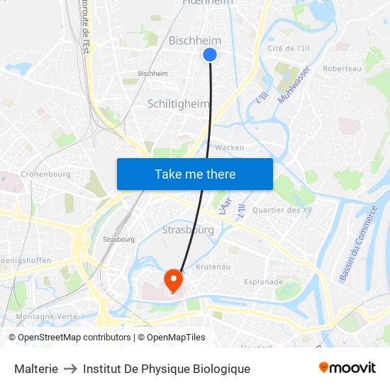 Malterie to Institut De Physique Biologique map