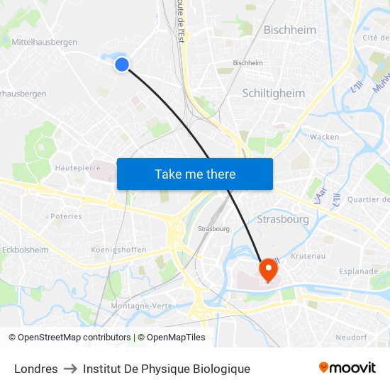 Londres to Institut De Physique Biologique map