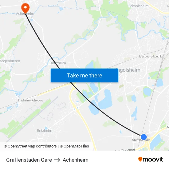 Graffenstaden Gare to Achenheim map