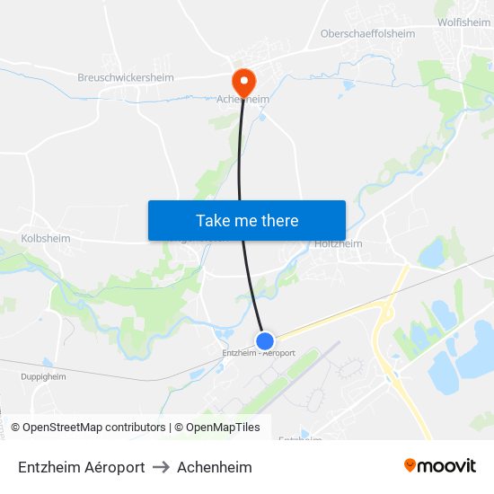 Entzheim Aéroport to Achenheim map