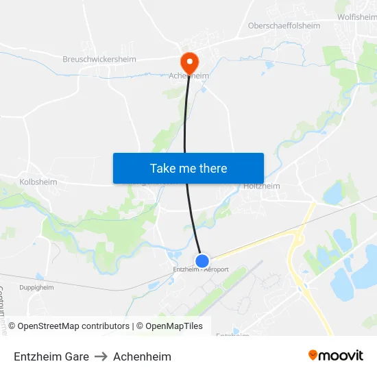 Entzheim Gare to Achenheim map