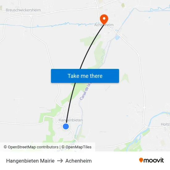 Hangenbieten Mairie to Achenheim map