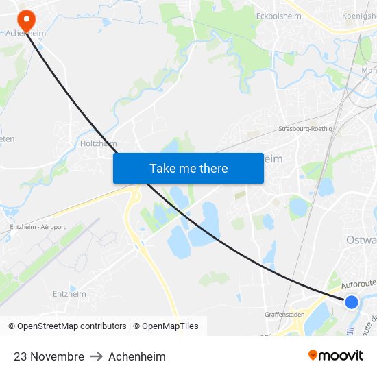 23 Novembre to Achenheim map