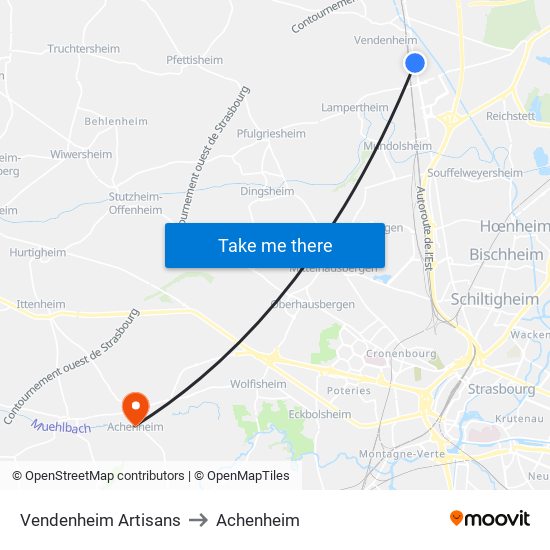 Vendenheim Artisans to Achenheim map