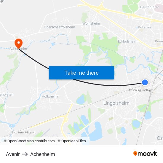 Avenir to Achenheim map