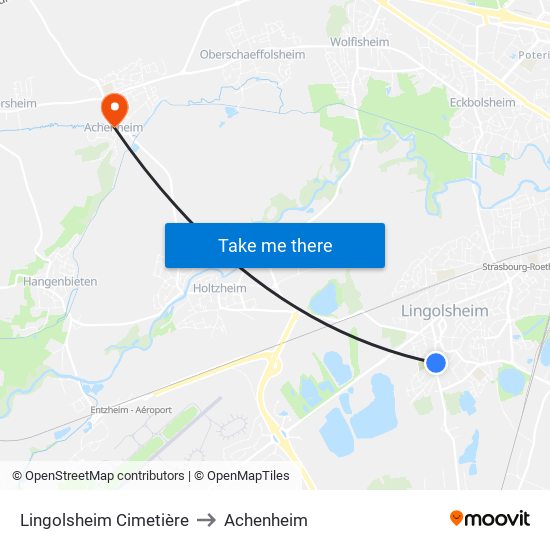 Lingolsheim Cimetière to Achenheim map