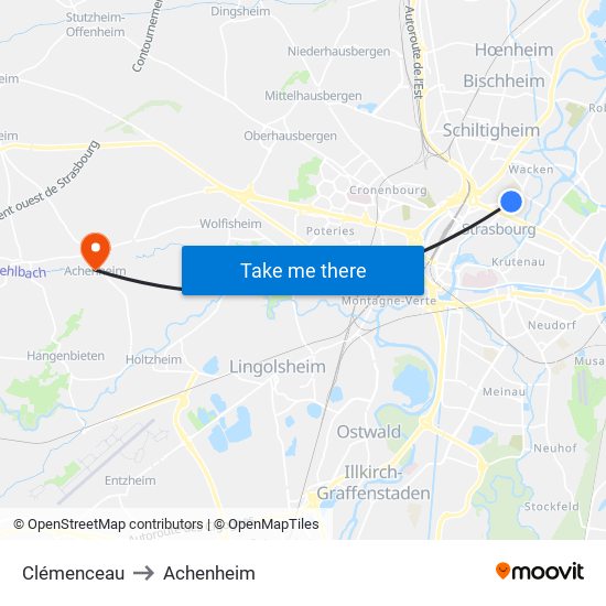 Clémenceau to Achenheim map