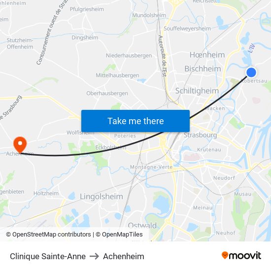 Clinique Sainte-Anne to Achenheim map