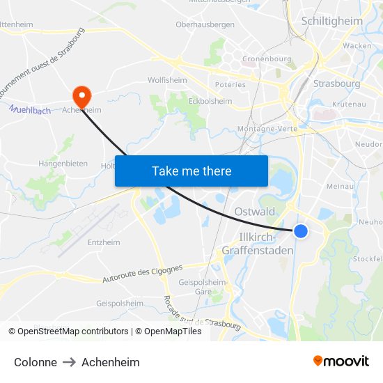 Colonne to Achenheim map