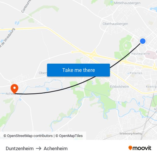 Duntzenheim to Achenheim map