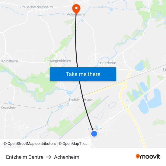 Entzheim Centre to Achenheim map