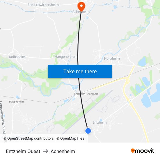 Entzheim Ouest to Achenheim map