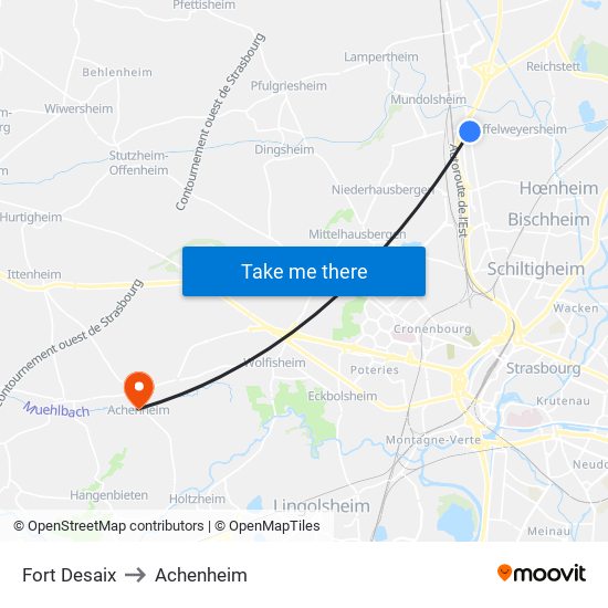 Fort Desaix to Achenheim map