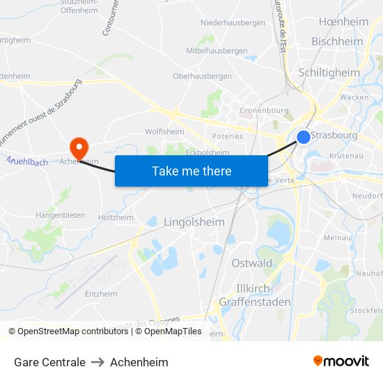 Gare Centrale to Achenheim map