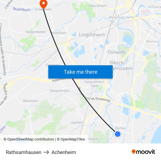 Rathsamhausen to Achenheim map