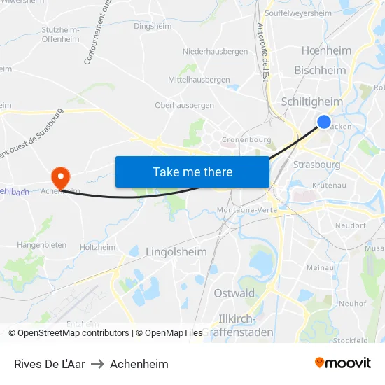 Rives De L'Aar to Achenheim map