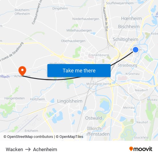 Wacken to Achenheim map