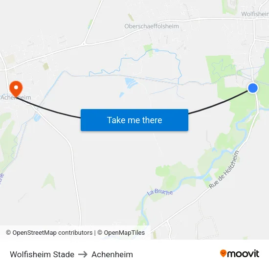 Wolfisheim Stade to Achenheim map