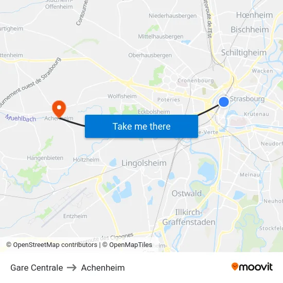 Gare Centrale to Achenheim map