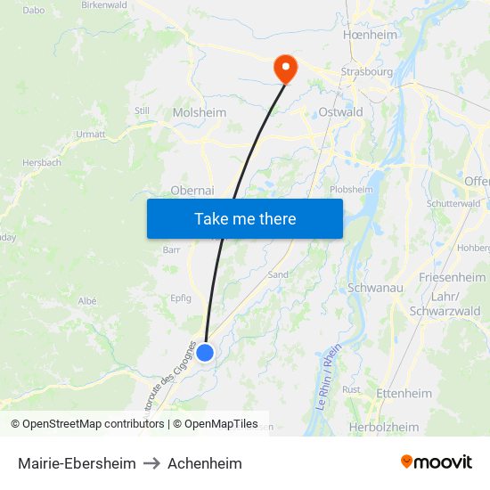 Mairie-Ebersheim to Achenheim map